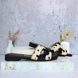 Sandalia plana negro vaca para mujer N126-Z446