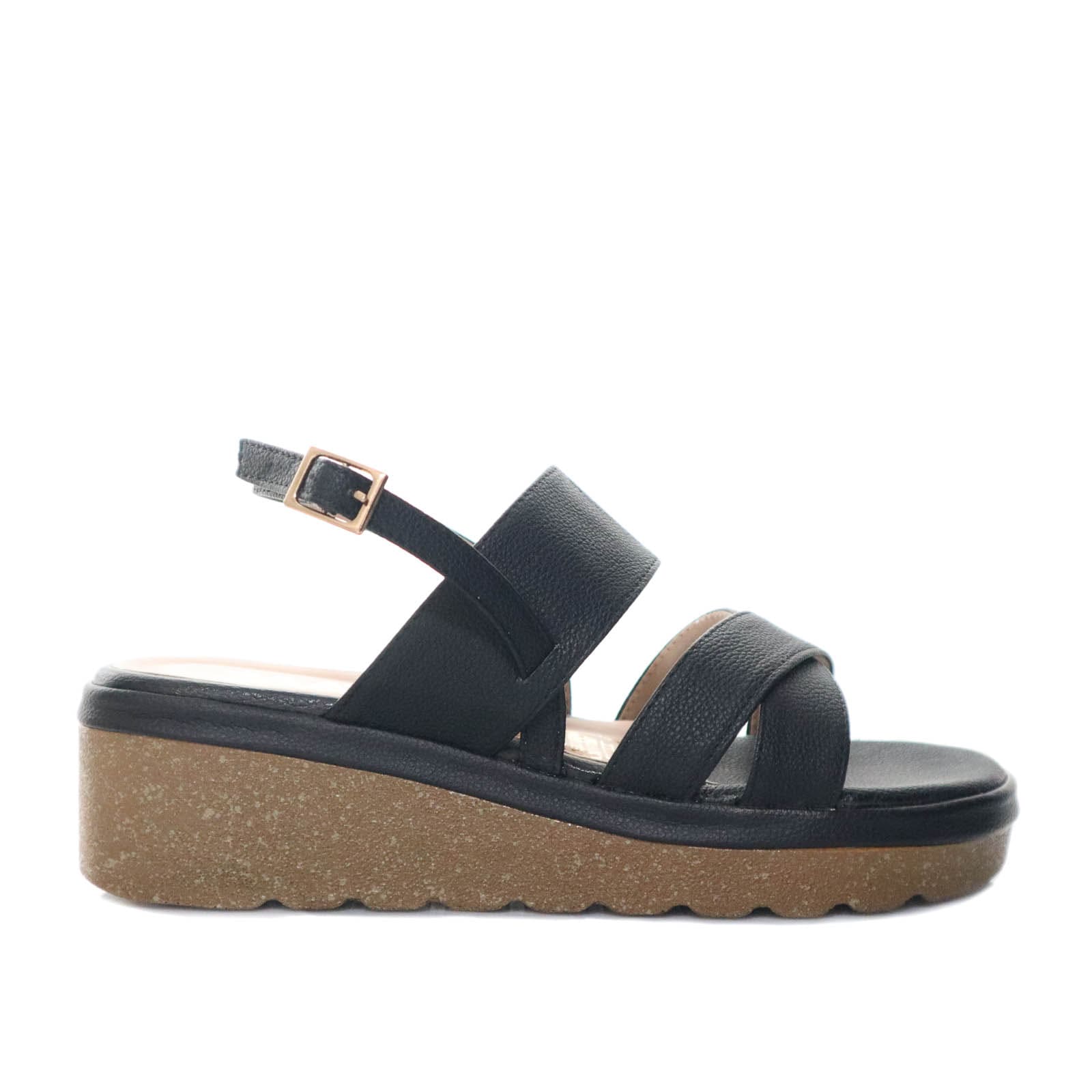 Sandalia plataforma baja negro para mujer P044-Z25