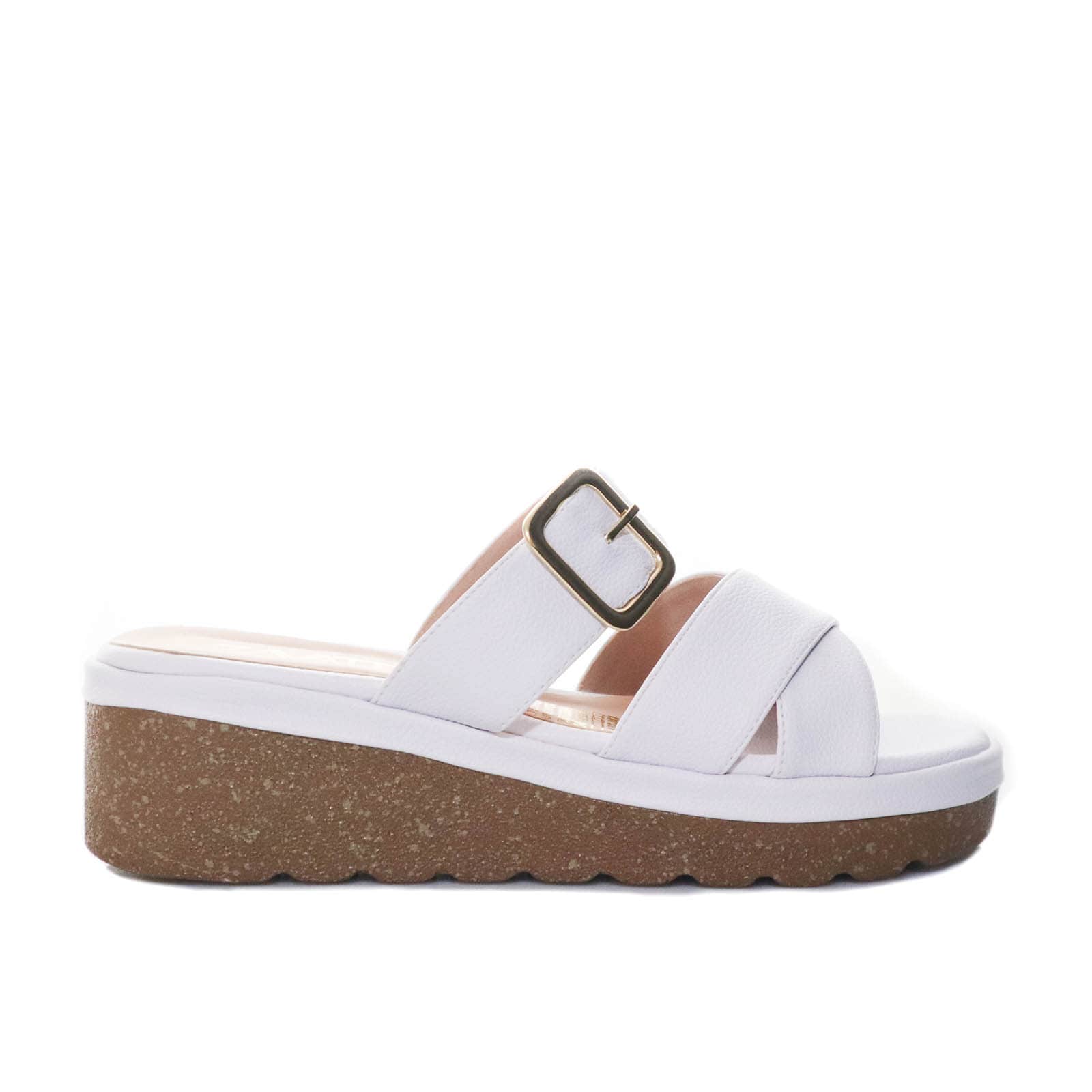 Sandalia plataforma baja blanco para mujer P076-Z25