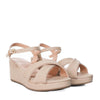 Sandalia plataforma baja almendra x charol para mujer P502-Z132