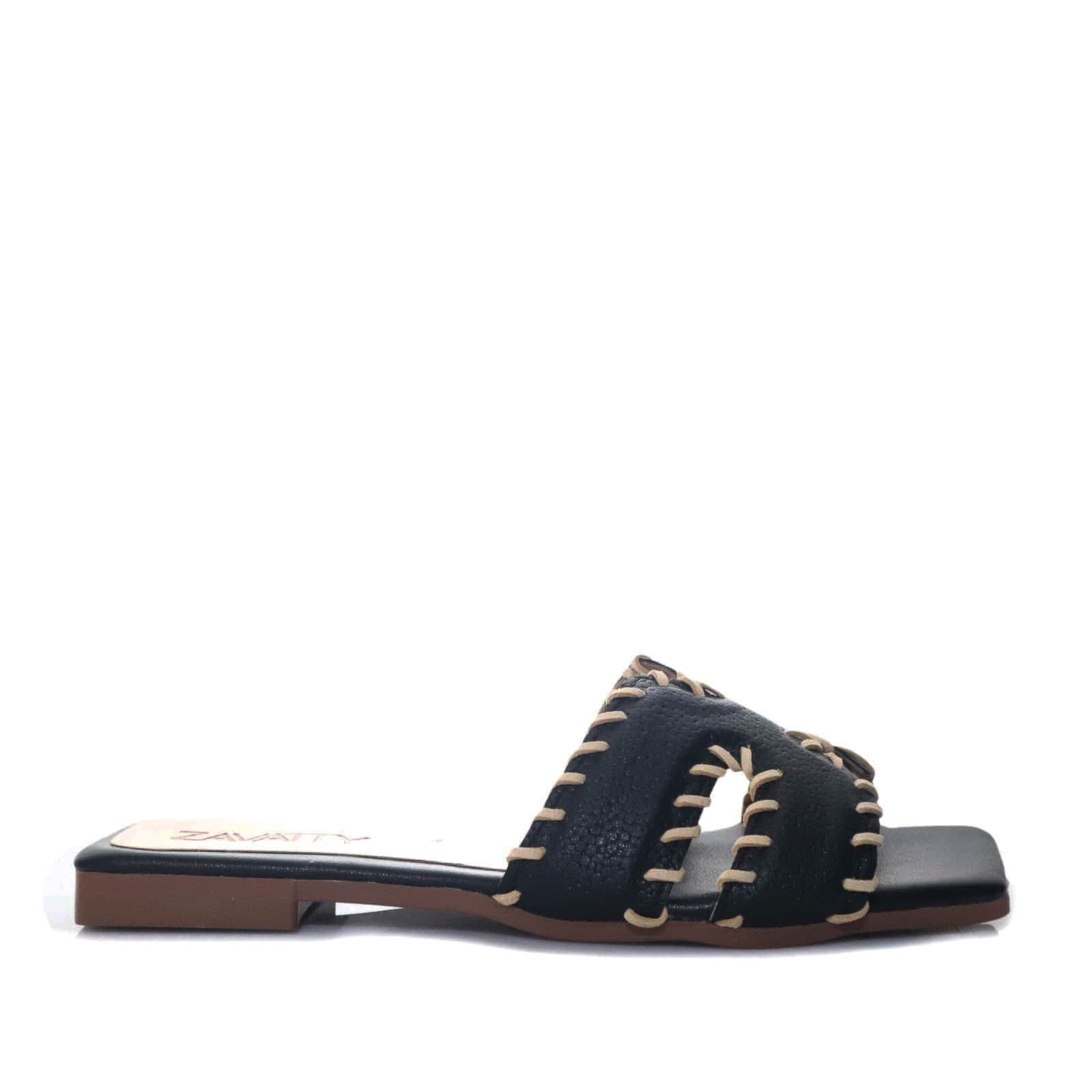 Sandalia plana negro para mujer P512-Z84