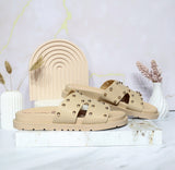Sandalia plana arena para mujer R002-Z111