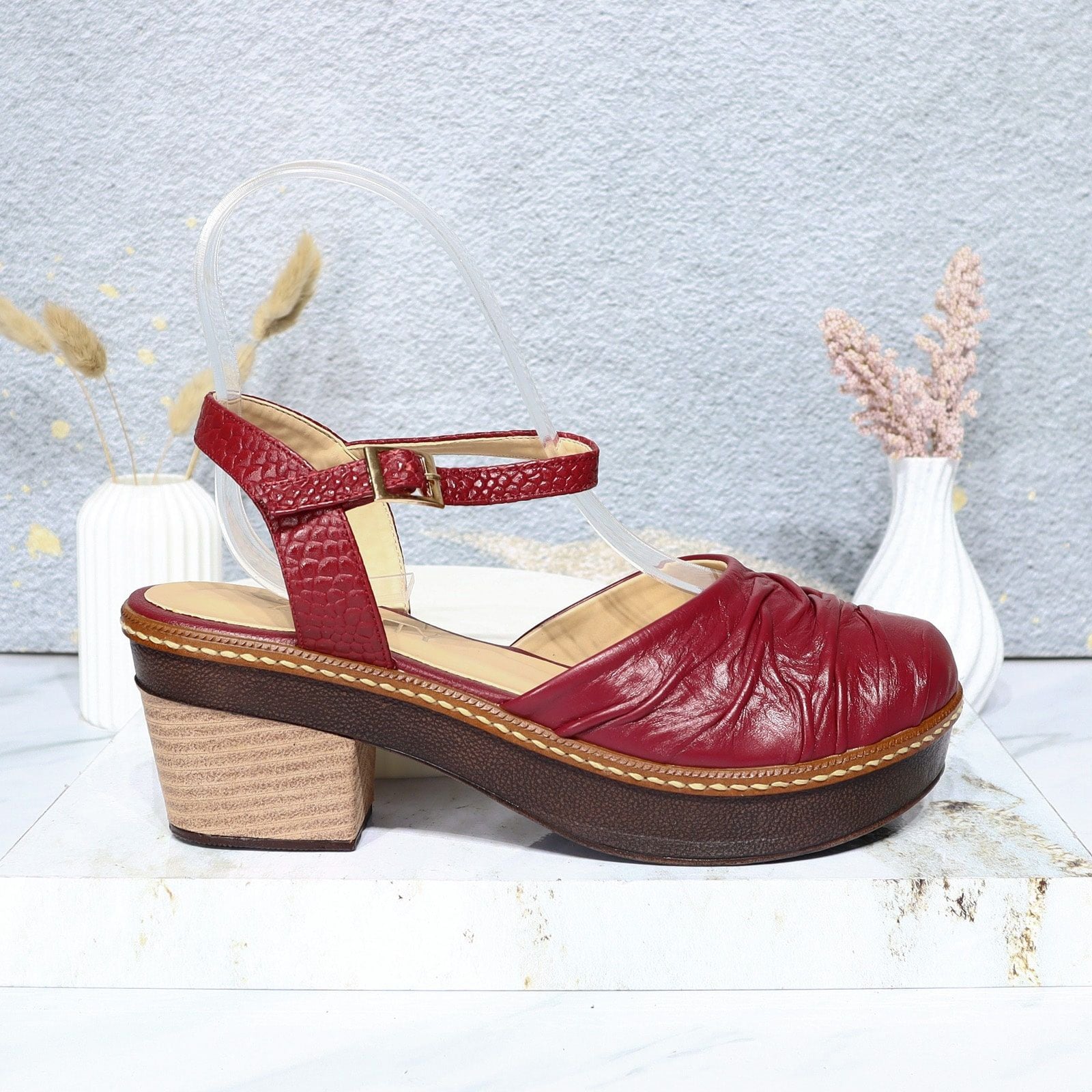 Sleidy rojo cuero para mujer S126-Z06