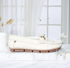 Mocasin blanco ostra cuero para mujer TA09-Z449