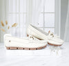 Mocasin blanco ostra cuero para mujer TA09-Z449