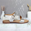 Sandalia plana plateado cuero para mujer TL112-Z19