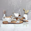 Sandalia plana plateado cuero para mujer TL112-Z19