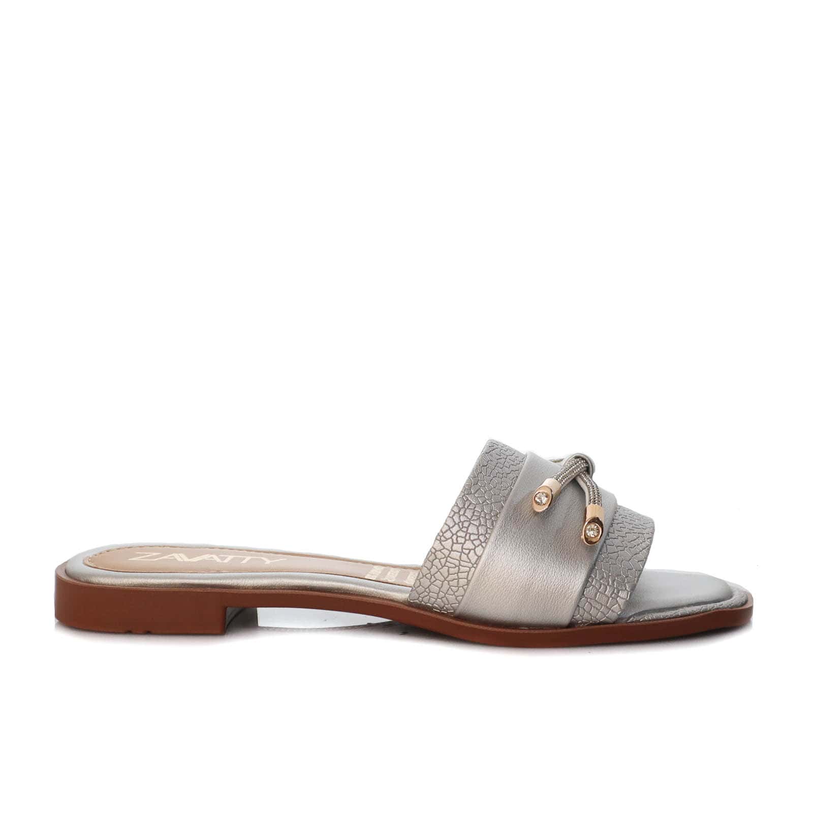 Sandalia plana plata para mujer V720-Z84