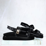 Sandalia canoa negro cuadros para mujer V933-Z84