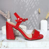 Sandalia tacon rojo charol para mujer J141-Z471