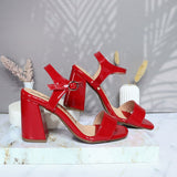 Sandalia tacon rojo charol para mujer J141-Z471