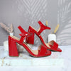 Sandalia tacon rojo charol para mujer J141-Z471