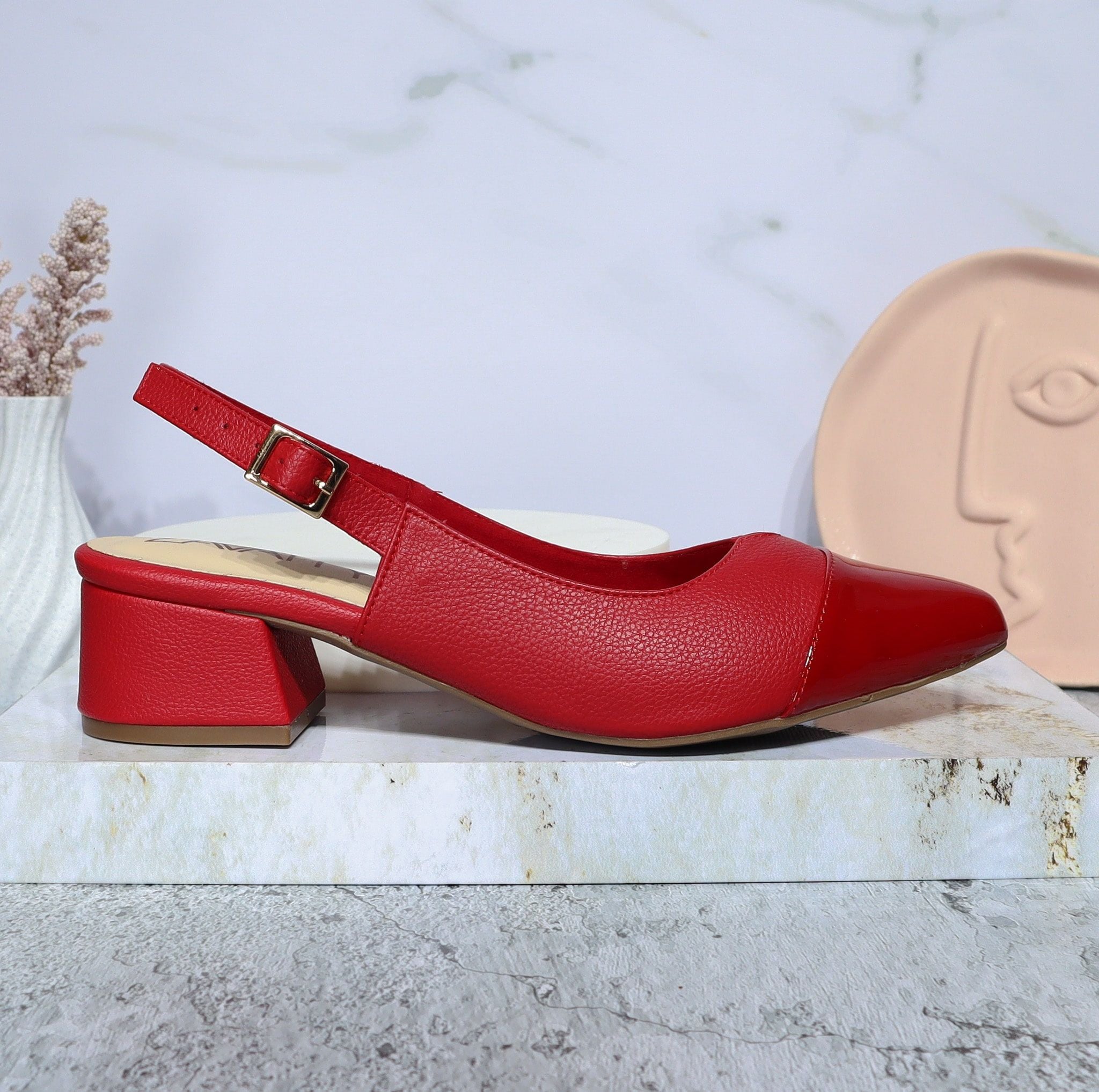 Toe Zapatos Rojos Bajos Charol Tacones Para Mujer Rojos ZAPATO