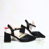 Tacon negro gravado para mujer 524139-Z132