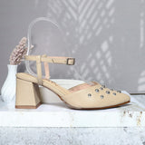 Tacon taupe cuero para mujer C01-1-Z522