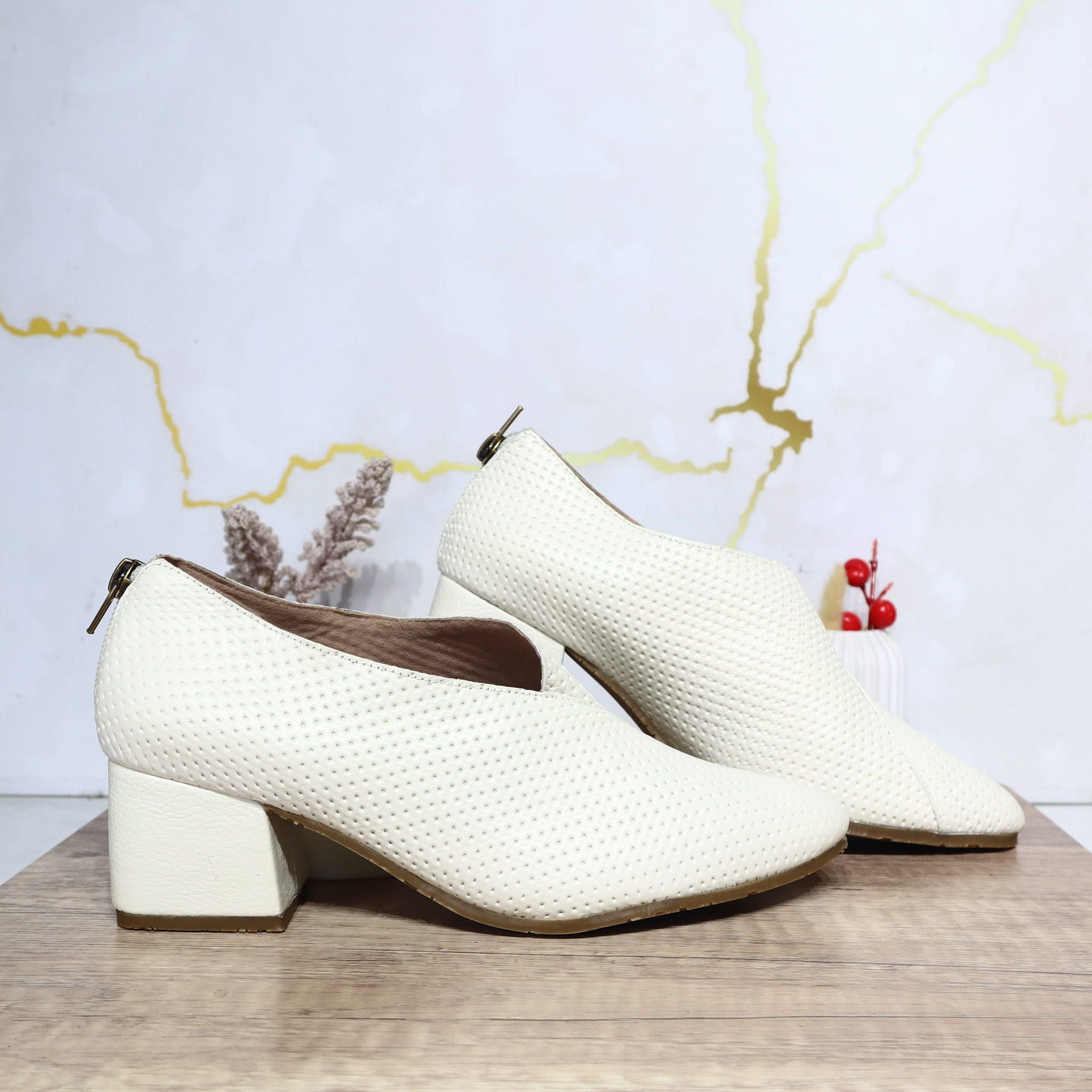 Sandalia tacon talco cuero para mujer LARA-Z11