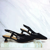 Sandalia tacon negro nobuck x charol para mujer PI227-Z610