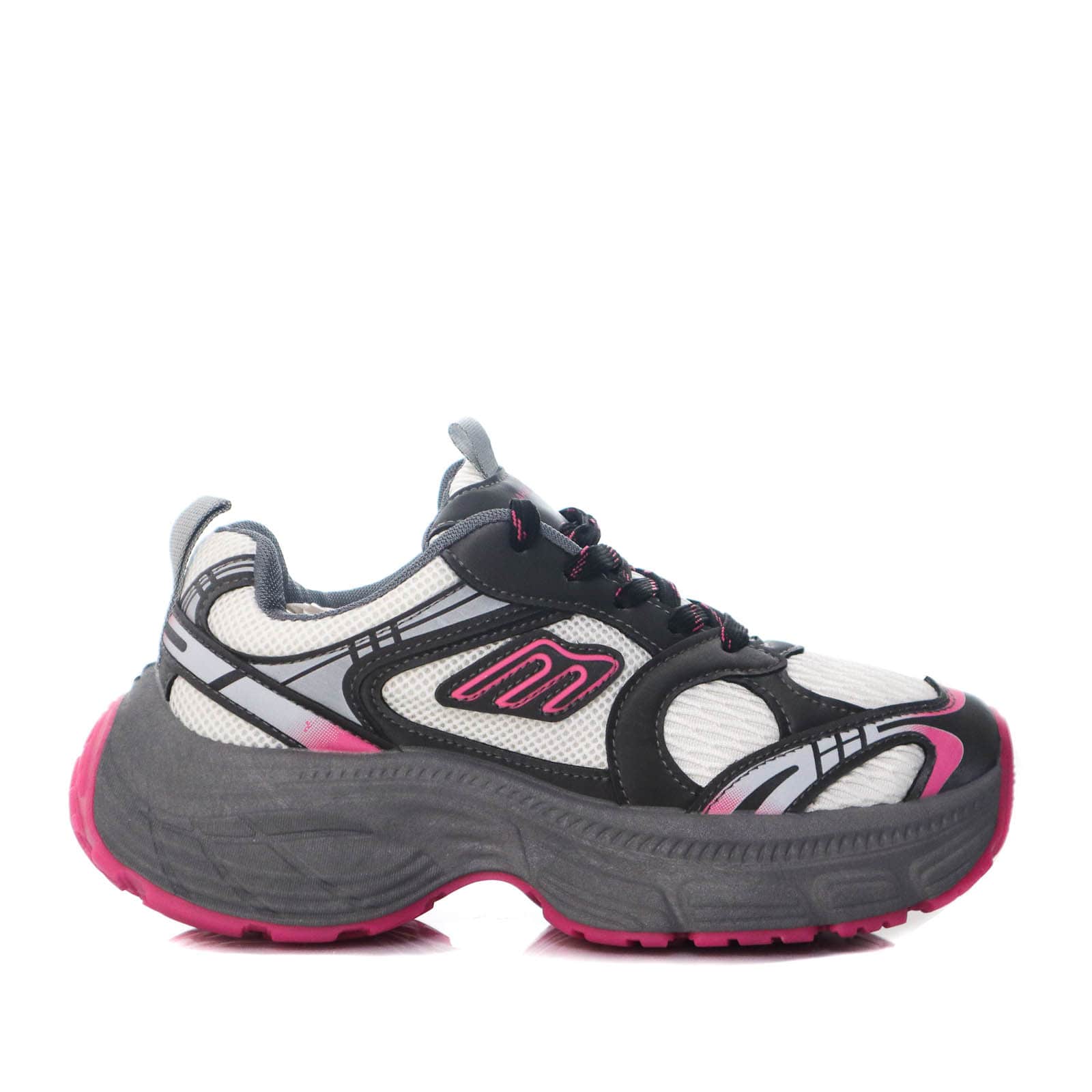 Tenis gris x fucsia para mujer 034-Z329