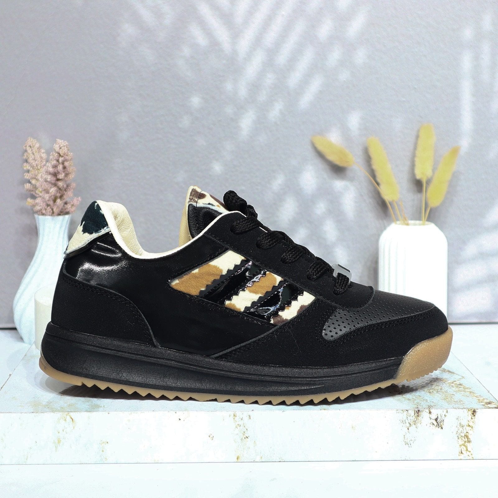 Tenis negro vaca para mujer 1045-Z246