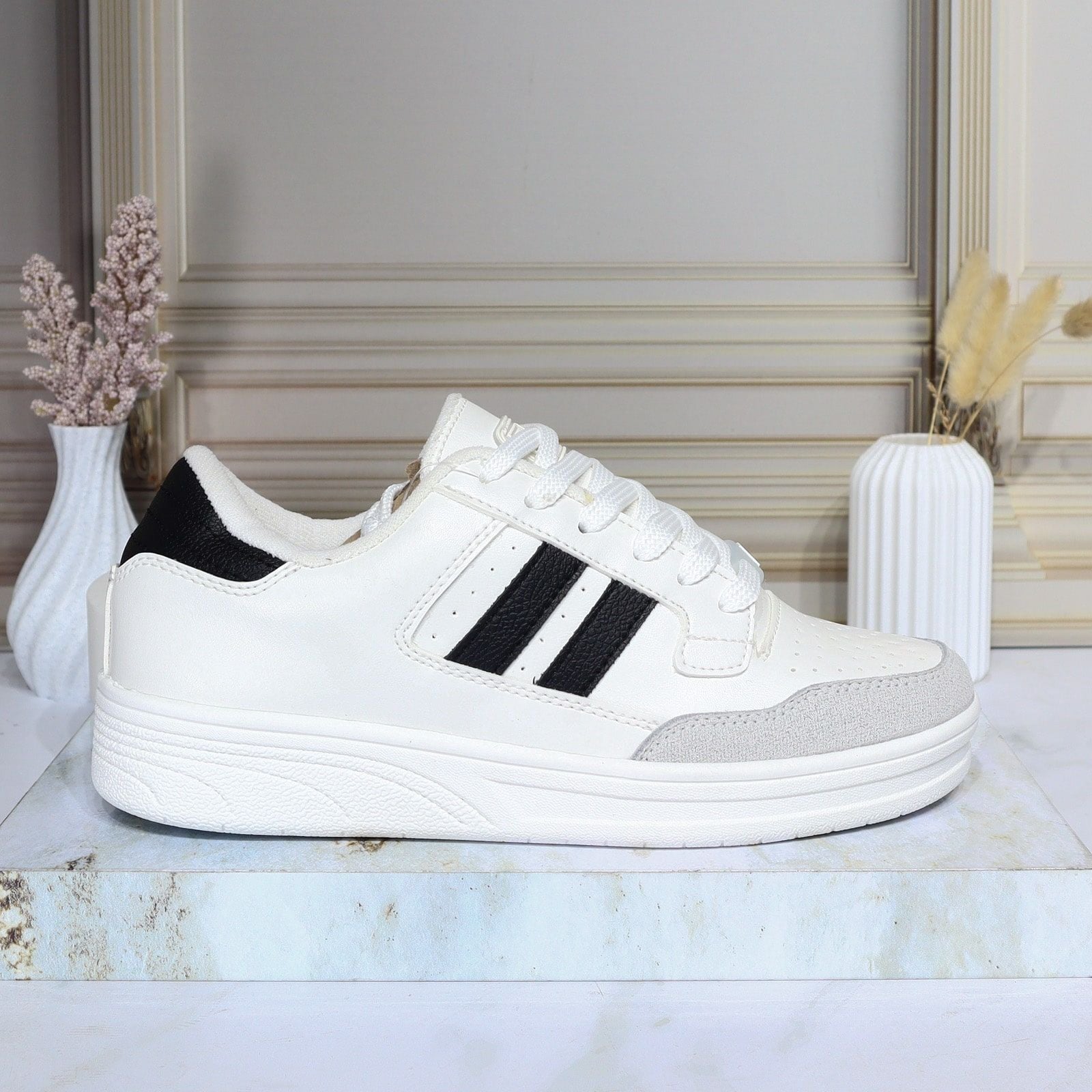 Tenis blancoxgrisxnegro para mujer 1475-Z518