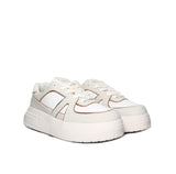 Tenis beige x oro rosa para mujer 153-3-Z287