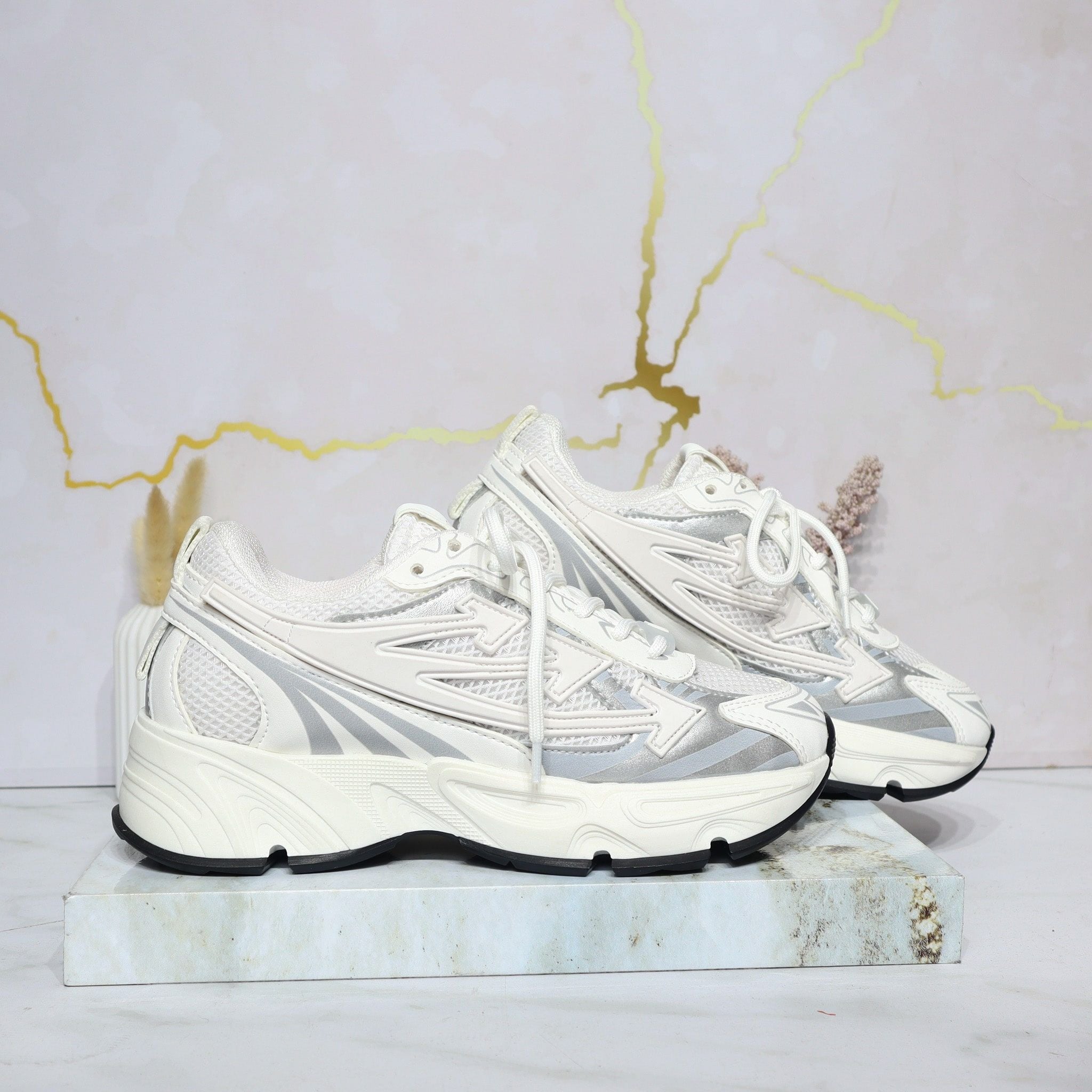 Tenis blanco x plata para mujer 193-Z287