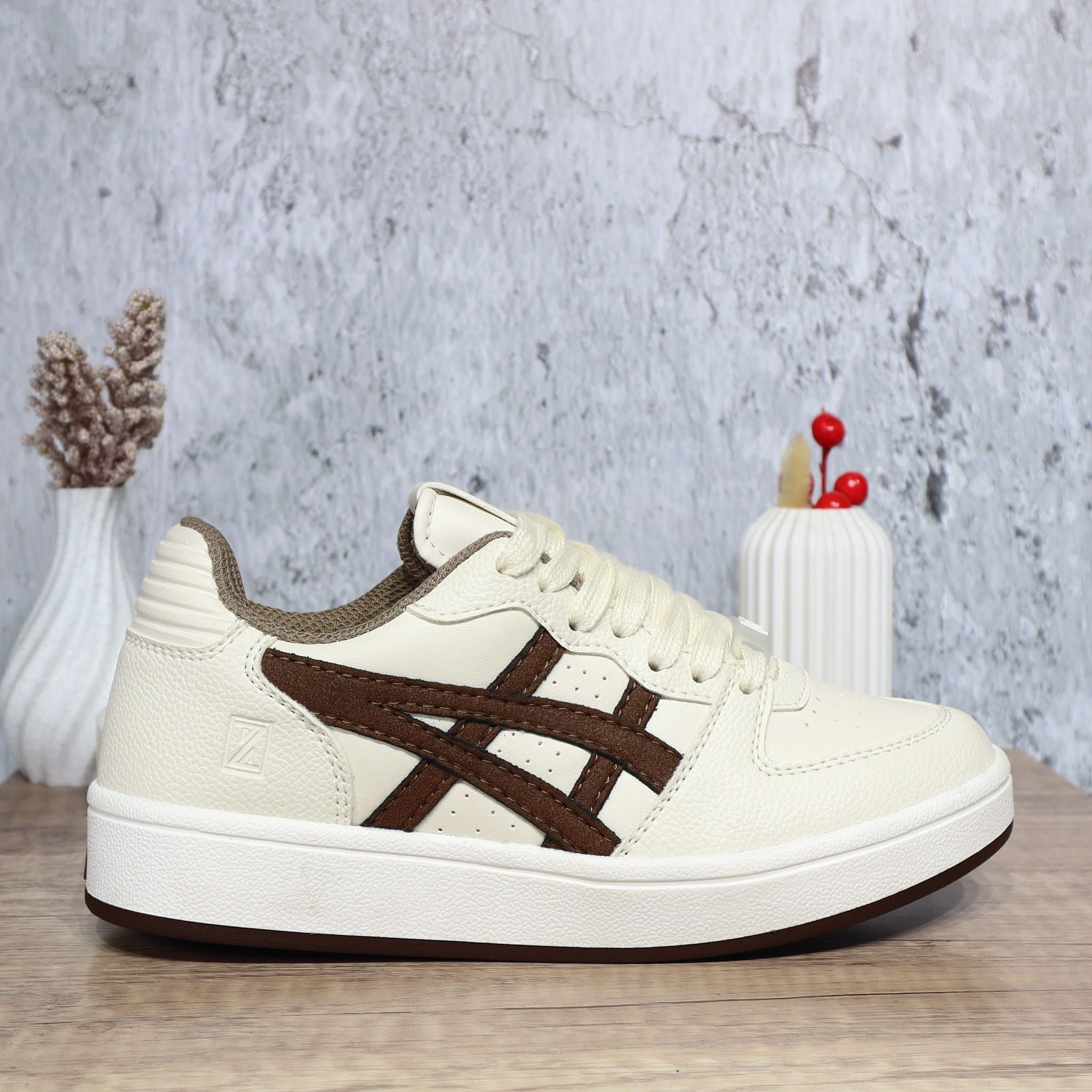Tenis beige x cafe para mujer 239-Z273