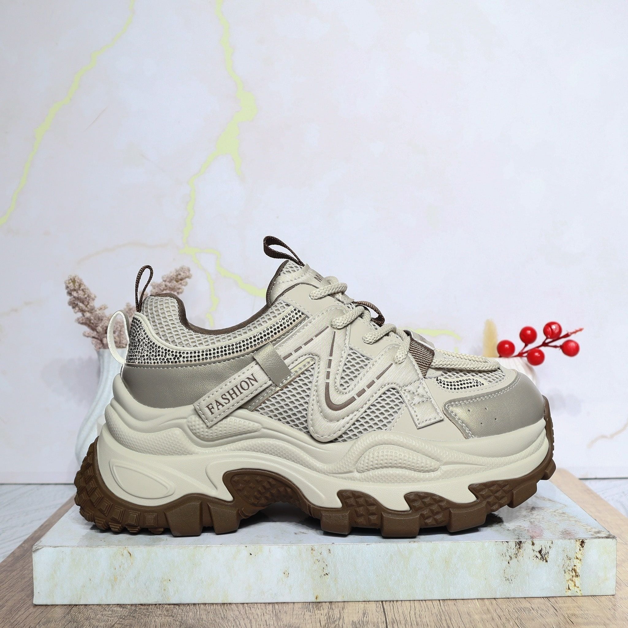 Tenis bronce x cafe para mujer 2590-Z631