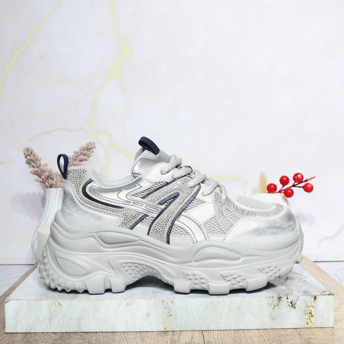 Tenis gris x azul para mujer 2591-Z631