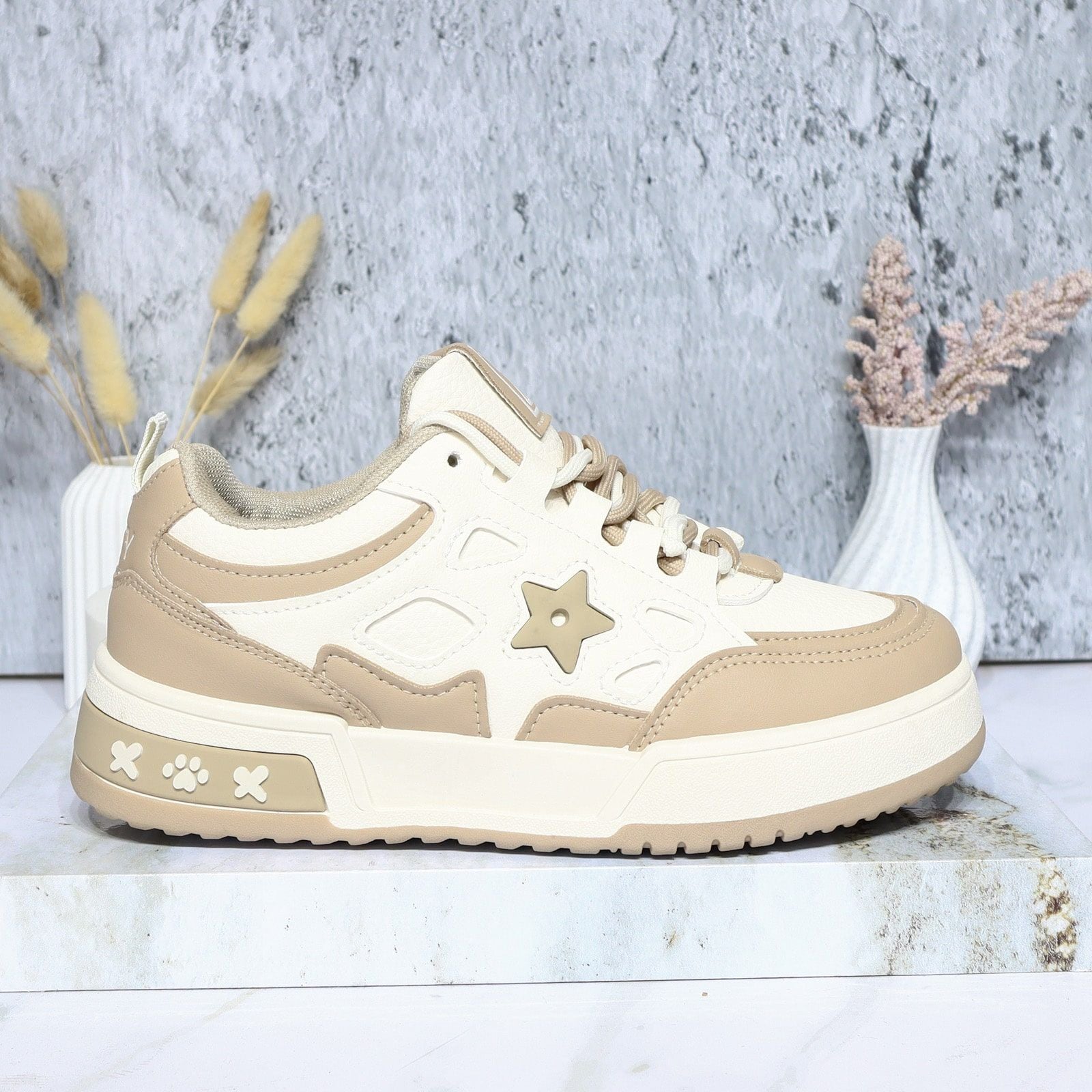 Tenis blanco x beige para mujer KF09-Z477