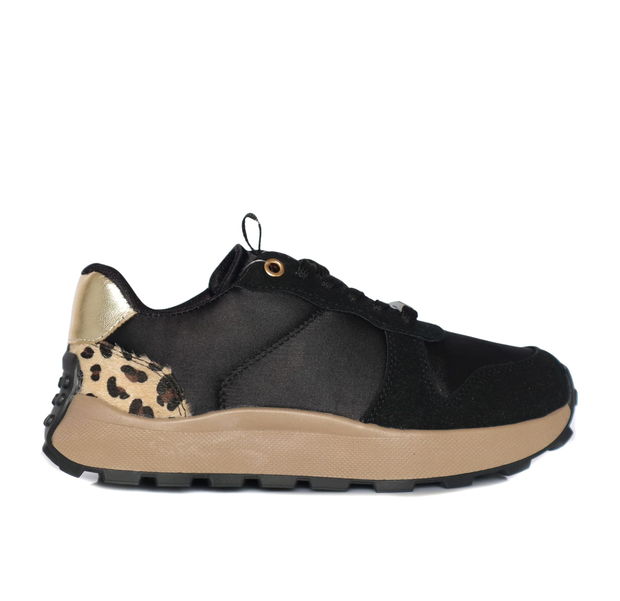 Tenis negro x animal print para mujer TA1070