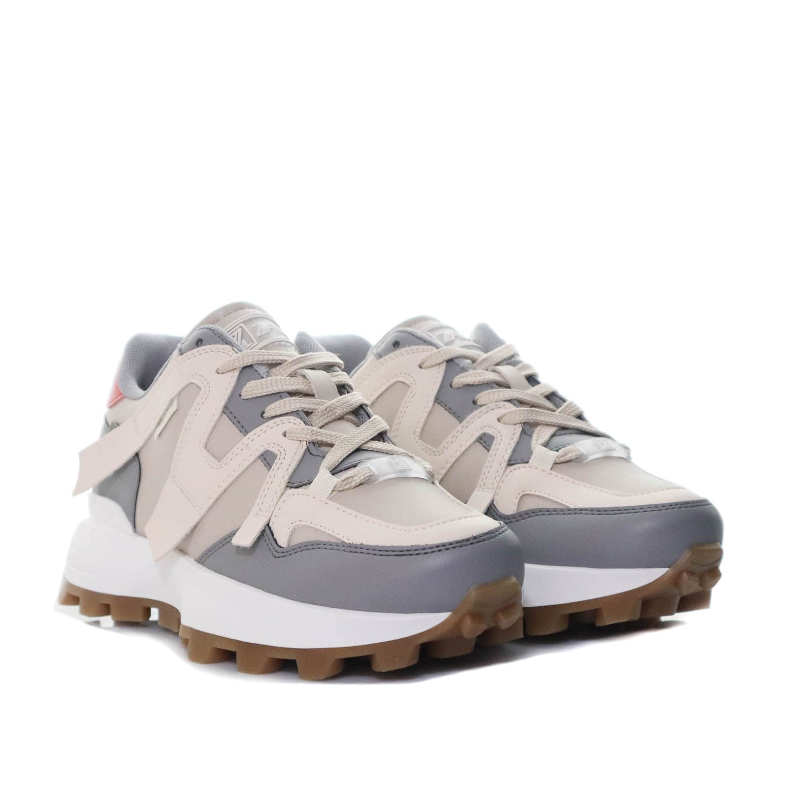 Tenis gris x beige x salmon para mujer TA983