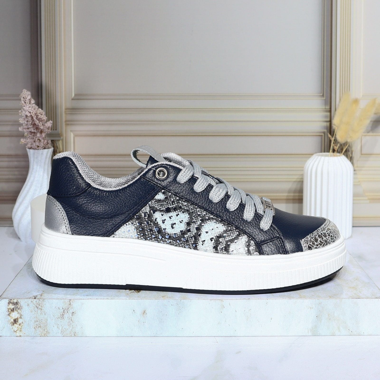 Tenis azul x plata x folia para mujer TAC1045