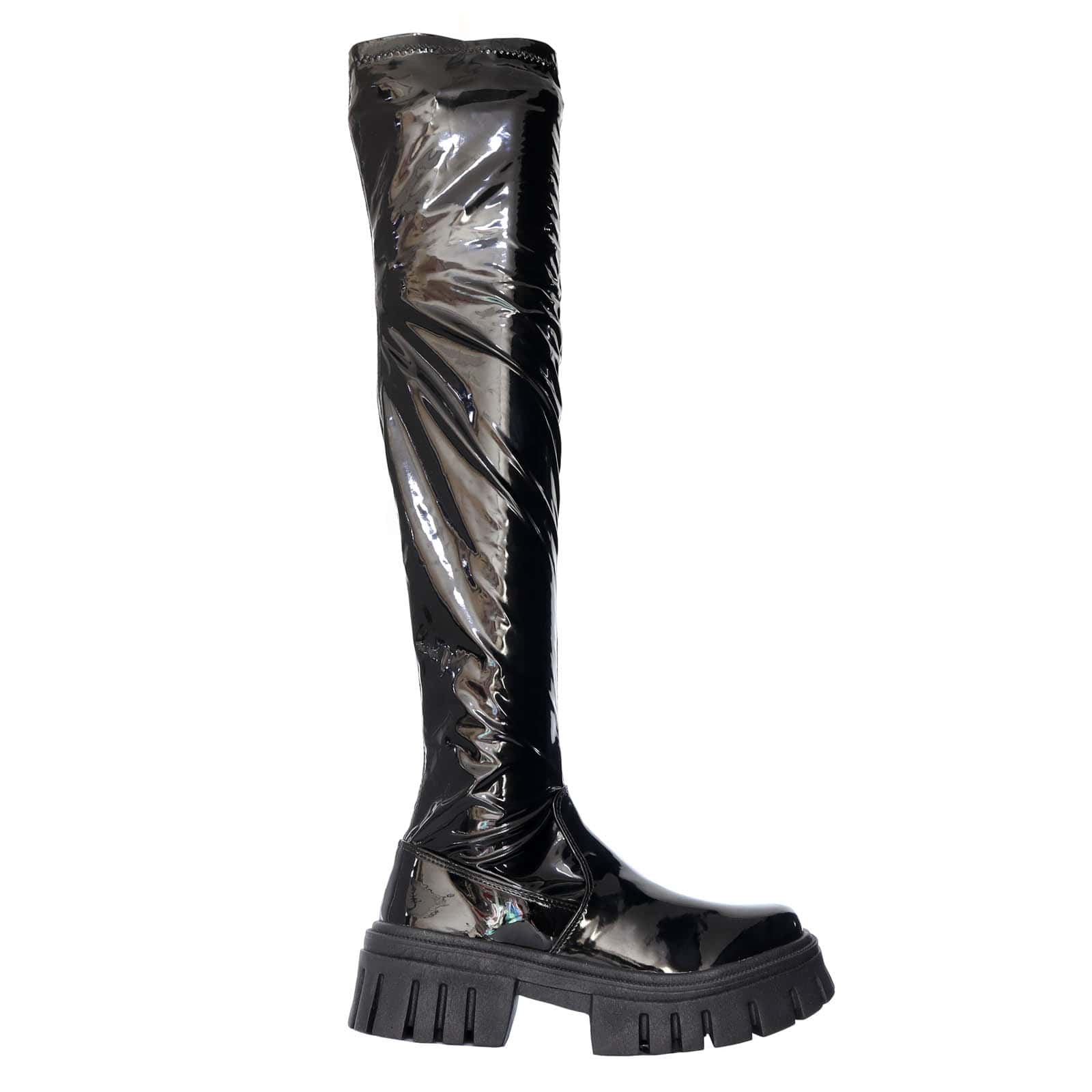 Bota negro charol para mujer 9011-Z585