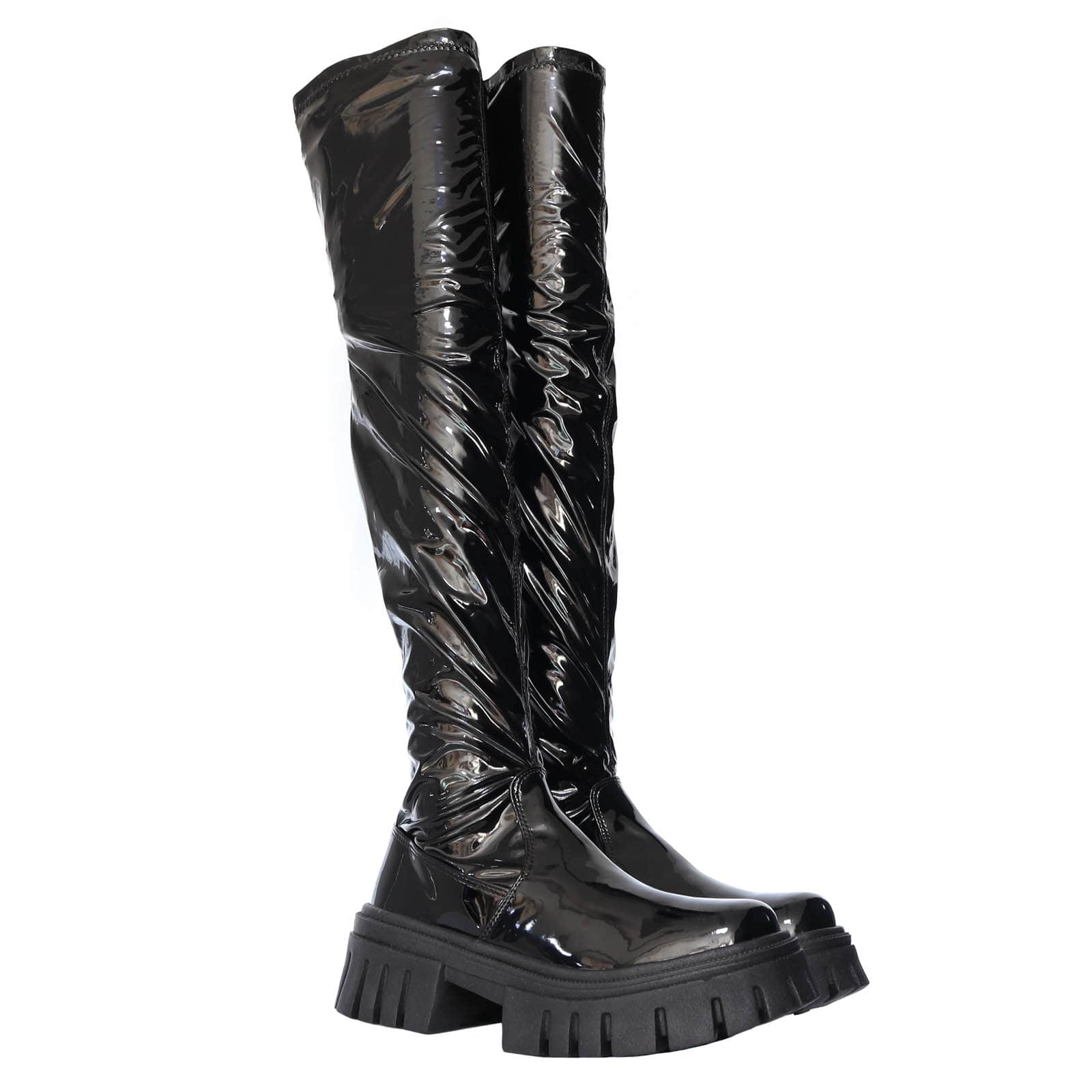 Bota negro charol para mujer 9011-Z585