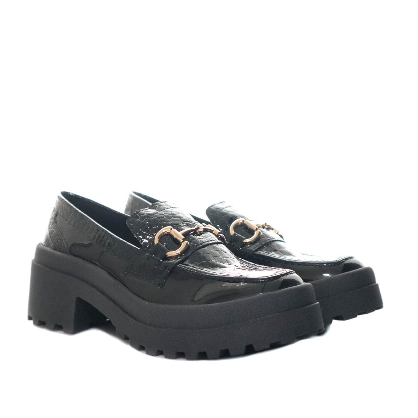 Mocasin negro charol x negro coral para mujer 7039-z593