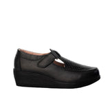 Mocasin negro cuero para mujer H-ISABEL