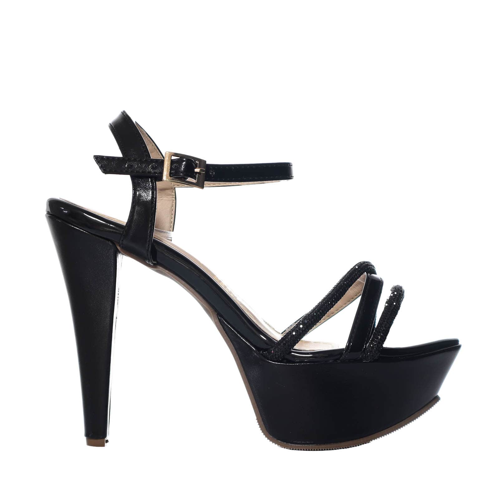Plataforma tacon negro charol para mujer 1309-Z534