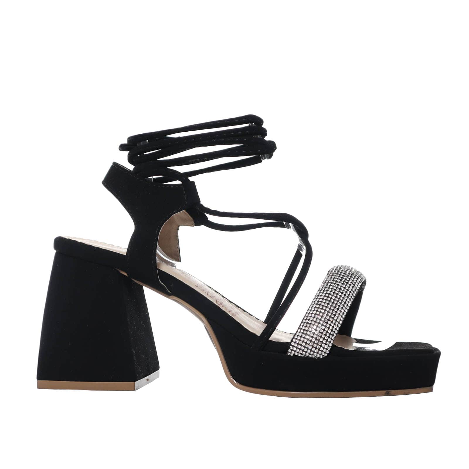Sandalia tacon negro nobuck para mujer 2586-Z148