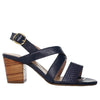 Sandalia tacon azul cuero para mujer H-VANESA