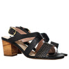 Sandalia tacon negro cuero para mujer H-VANESA