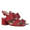 Sandalia tacon rojo cuero para mujer H-DIANA