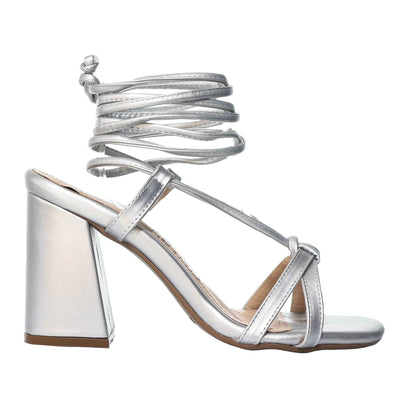 Sandalia tacon plata para mujer J21-Z471