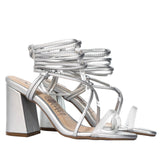 Sandalia tacon plata para mujer J04-Z471