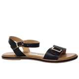 Sandalia plana negro gravado para mujer V1030-Z84