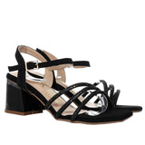 Sandalia tacon negro nobuck para mujer Z-0423-Z586