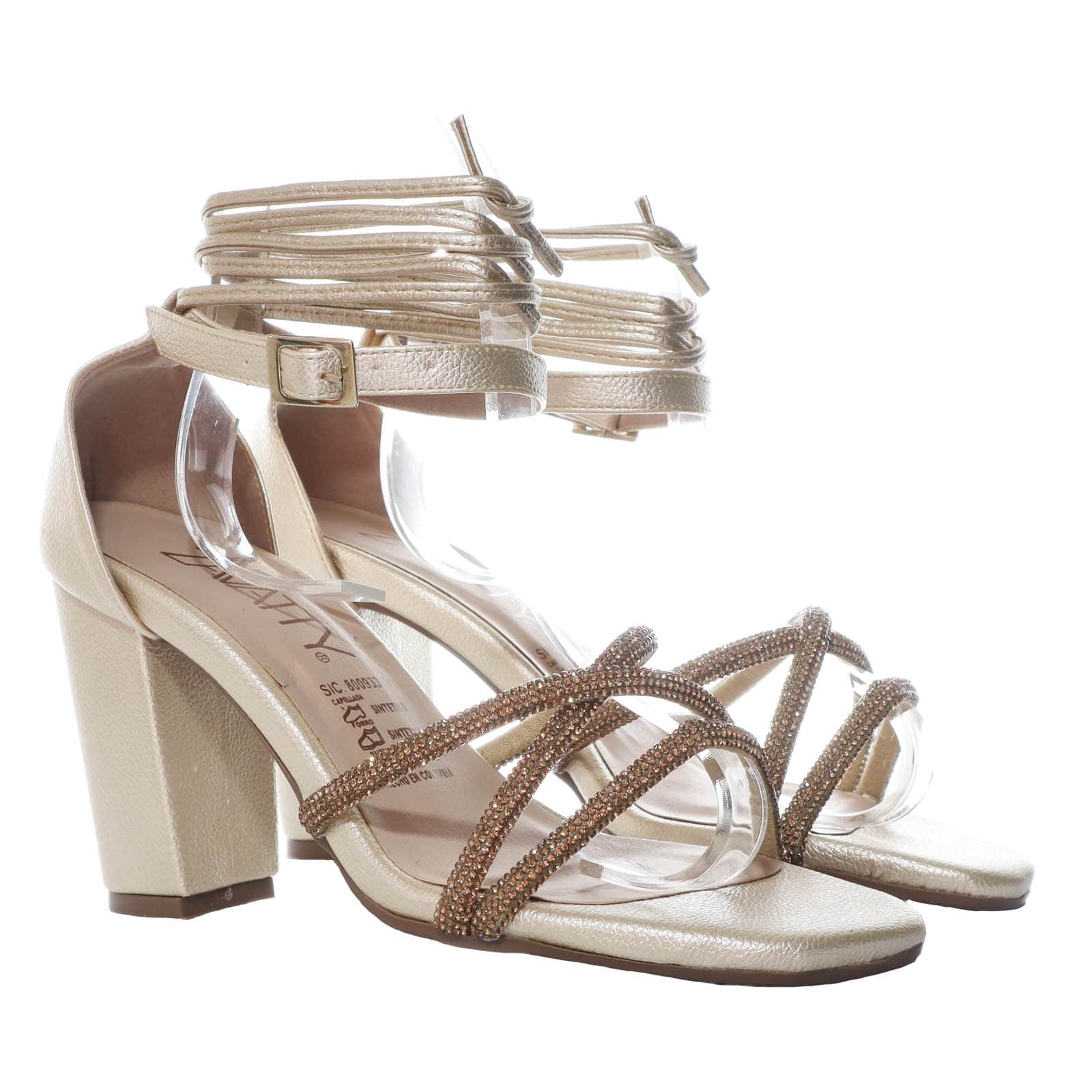 Sandalia tacon champaña golosina para mujer 2612-Z148