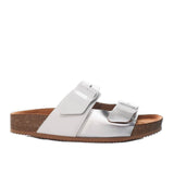 Sandalia plana blanco x plata para mujer 3000-Z620