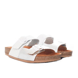 Sandalia plana blanco x plata para mujer 3000-Z620