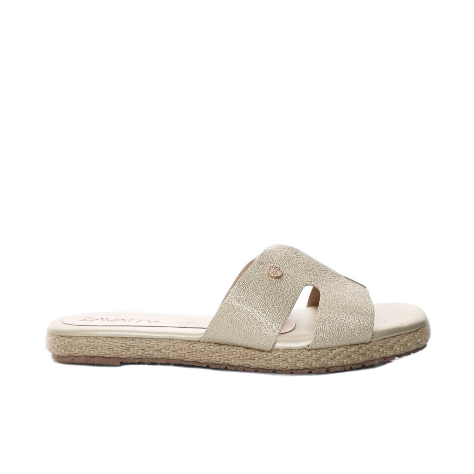 Sandalia plana champaña para mujer E203-Z84